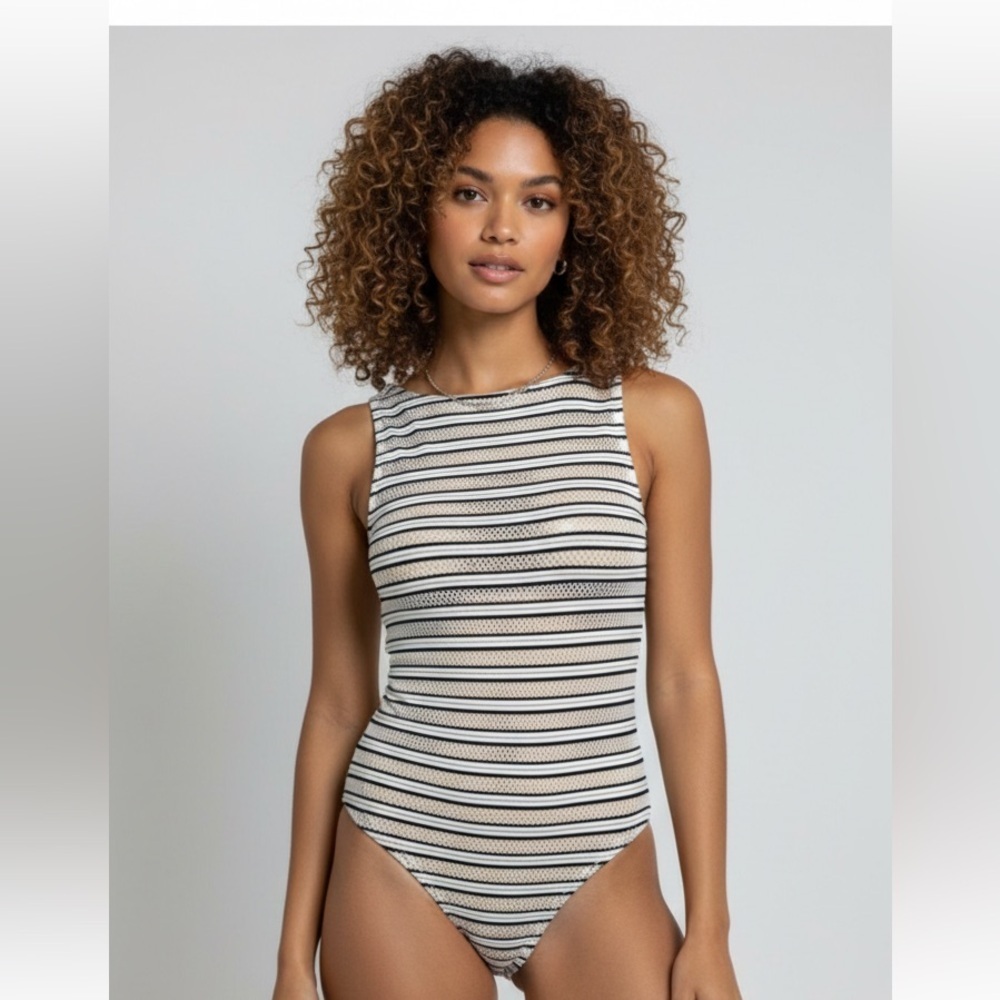 Fashion Nova Mesh Black & White Bodysuit - Picture 14 of 14